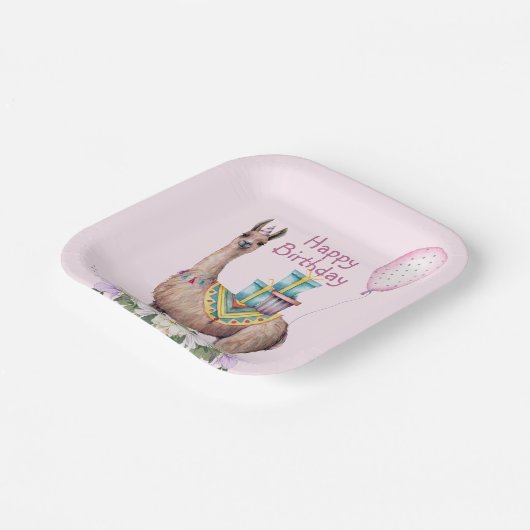 Birthday Llama Papieren Bordje (Gebogen)