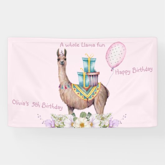 Birthday Llama Spandoek (Horizontaal)