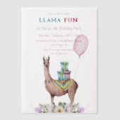 Birthday Llama Vellum Uitnodigingen (Voorkant)