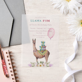 Birthday Llama Vellum Uitnodigingen