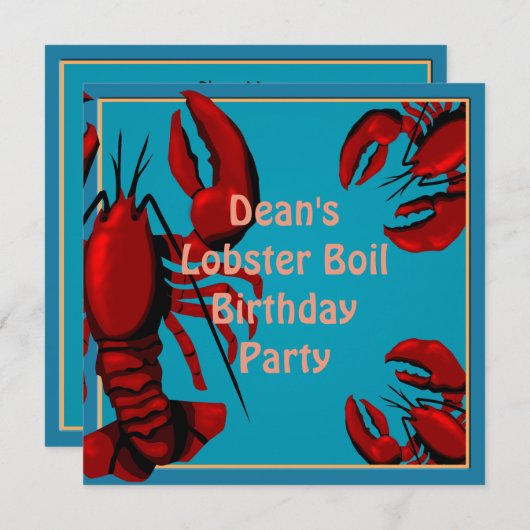 Birthday Lobster Boil Party Invitation Kaart (Voorkant / Achterkant)