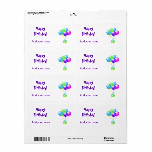Birthday Lollipop Labels Party Favors Wrapper Labe (Full Sheet)