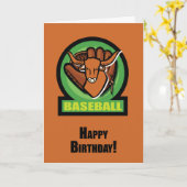 Birthday Longhorn Baseball Oranje en zwart Kaart (Gele Bloem)