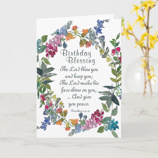 Birthday Lord Bless You Bijbelse Wild Flowers Kaart (Gele Bloem)