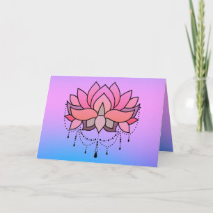 Birthday Lotus Pink Blue Tranquil Motivatie Kaart