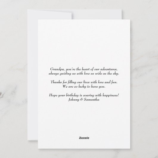 Birthday Love My Grandfather Airplane Heart Custom Feestdagenkaart (Achterkant)