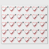 Birthday Love You so much Heart & Airplane Cute Cadeaupapier (Vlak)