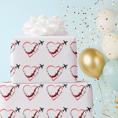 Birthday Love You so much Heart & Airplane Cute Cadeaupapier