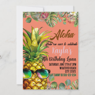 Birthday Luau Custom Kinder Kaart