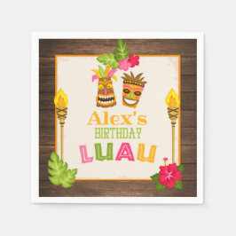 Birthday Luau Paper Napkins - Boy Servet