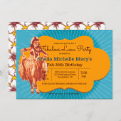 Birthday Luau Party Retro Style Pinup Kaart (Voorkant / Achterkant)