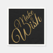Birthday Maak een Wish Black & Gold Servet (Voorkant)