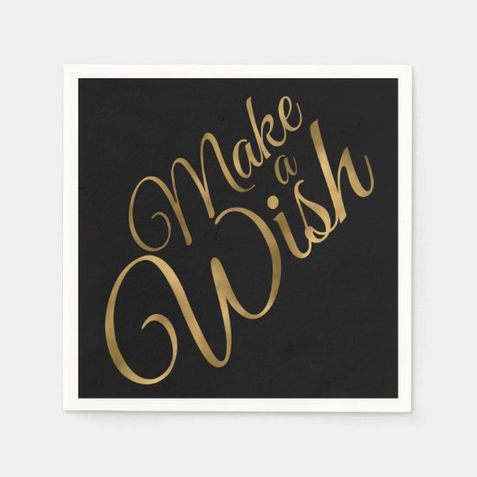 Birthday Maak een Wish Black & Gold Servet (Voorkant)