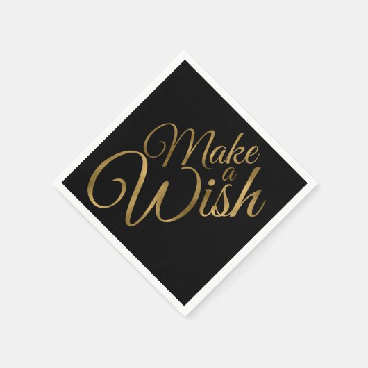Birthday Maak een Wish Black & Gold Servet (Hoek)
