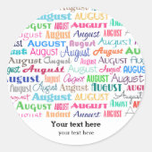 Birthday maand augustus ronde sticker (Voorkant)
