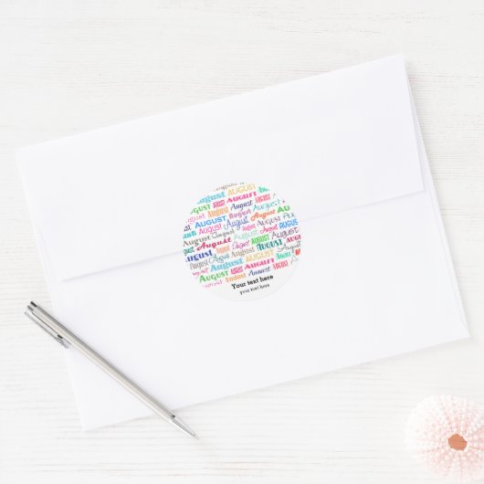 Birthday maand augustus ronde sticker (Envelop)