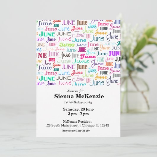 Birthday maand juni kaart (Staand voorkant)