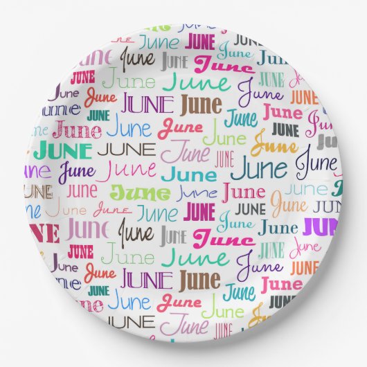 Birthday maand juni papieren bordje (Voorkant)