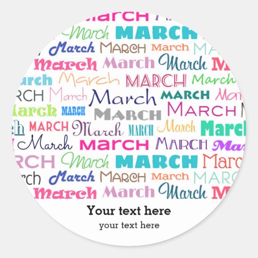 Birthday maand maart ronde sticker (Voorkant)