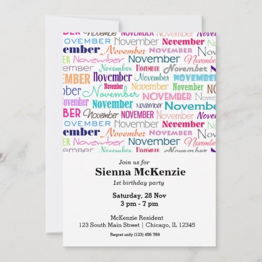 Birthday maand november kaart (Voorkant)