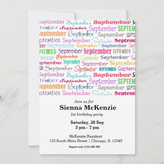 Birthday maand september kaart (Voorkant)