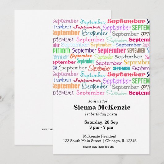 Birthday maand september kaart (Voorkant / Achterkant)