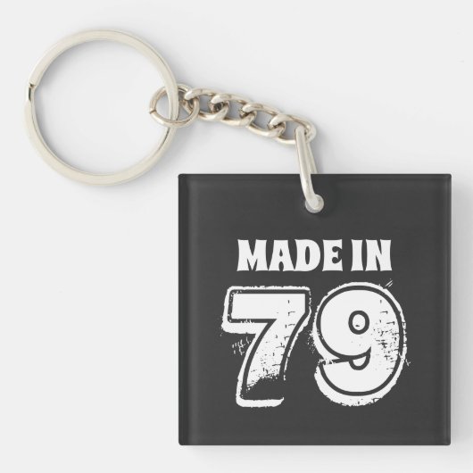 Birthday Made in '79 Typografie Black Sleutelhanger (voorkant)