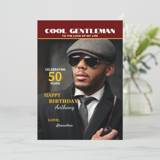 Birthday Magazine Foto Hoesje Personaliseer Kaart (Staand voorkant)