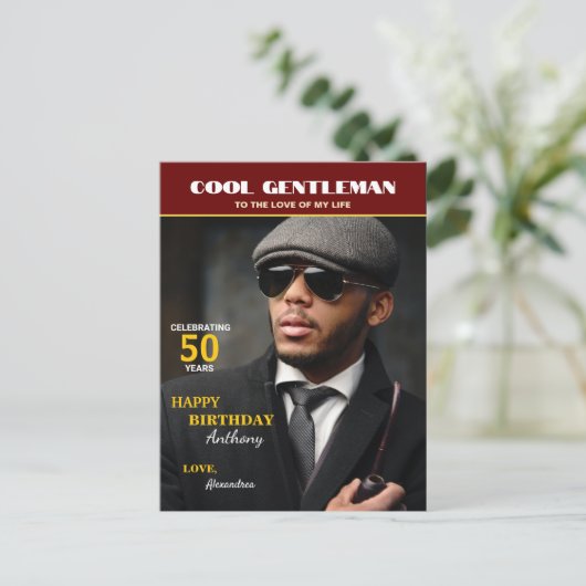 Birthday Magazine Foto Hoesje personaliseren Briefkaart (Staand voorkant)