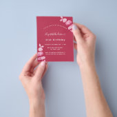 Birthday magenta eucalyptus budget uitnodiging flyer (Hand)
