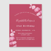Birthday magenta white eucalyptus luxe magnetische uitnodiging (Voorkant)