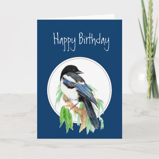 Birthday Magpie, Vogel, Natuur, Wilde dieren Kaart (Voorkant)