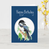 Birthday Magpie, Vogel, Natuur, Wilde dieren Kaart (Gele Bloem)