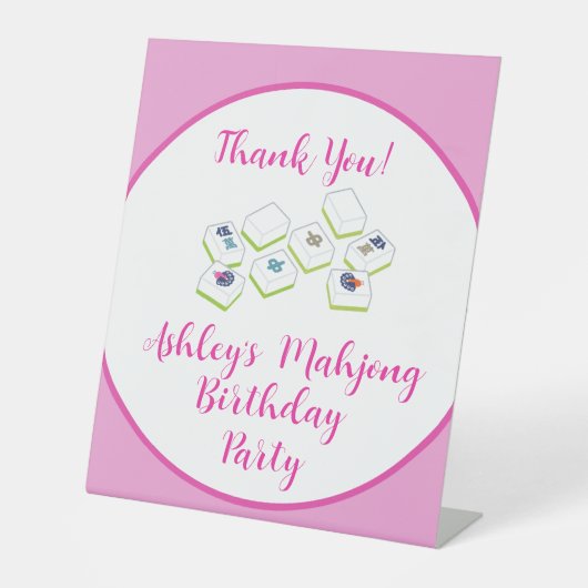 Birthday Mahjong PERSONALIZE Reclamebord Met Voetstuk (Voorkant)