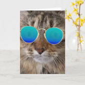 Birthday Maine Coon Cat in Sunbril Kaart (Gele Bloem)