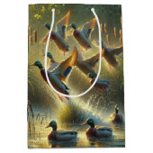 Birthday Mallard Ducks And Cattails Medium Cadeauzakje (Voorkant)