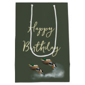 Birthday Mallard Ducks And Cattails Medium Cadeauzakje (Achterkant)