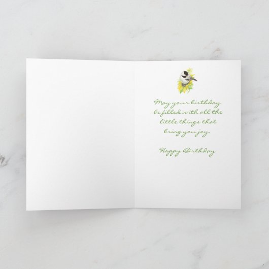 Birthday Mam Chickadee & Sunflower Garden Bird Kaart (Binnen)