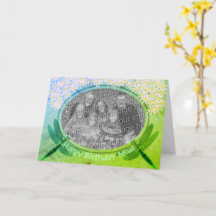 Birthday Mam Dragonflies Persoonlijke fotokaart Kaart