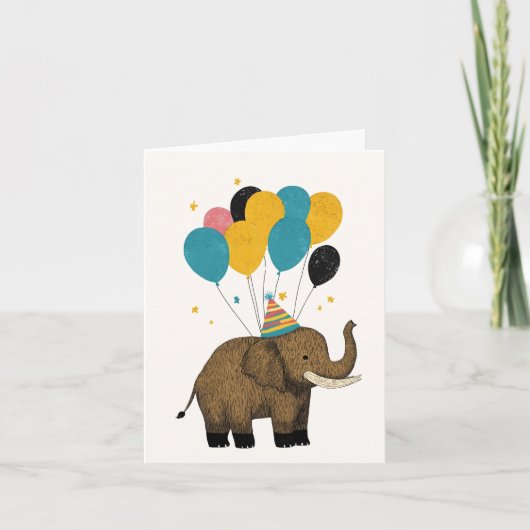 Birthday Mammoth Wenskaart - Leuk en grillig Kaart (Voorkant)