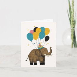 Birthday Mammoth Wenskaart - Leuk en grillig Kaart
