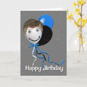 Birthday Man op partijballon Kaart (Gele Bloem)