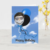 Birthday Man op partijballon Kaart (Gele Bloem)