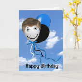 Birthday Man op partijballon Kaart (Gele Bloem)