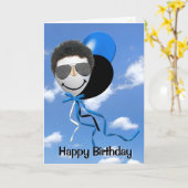 Birthday Man op partijballon Kaart (Gele Bloem)