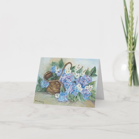 Birthday mand met blauwe hydrangea bedankkaart (Voorkant)
