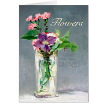 Birthday Manet-anjers en clematis CC1239-kaart