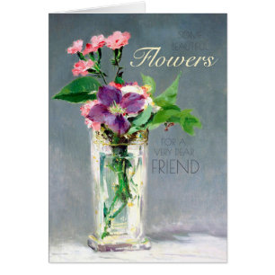 Birthday Manet-anjers en clematis CC1239-kaart