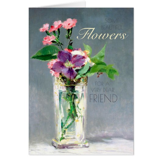 Birthday Manet-anjers en clematis CC1239-kaart (Voorkant)