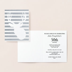 Birthday mannen Foil Deer Hunting Invitation Folie Kaarten